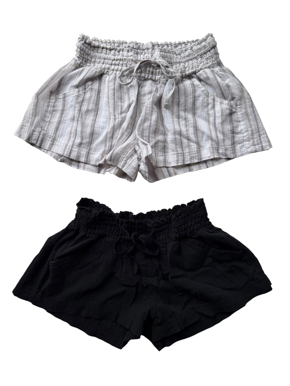 Old Navy Y2K 2 Pair of Shorts Lightweight White stripe Black Size Small Girls